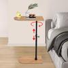 C-Shaped Side Table – Adjustable Height Bamboo & Iron Sofa Table with 360° Rotation – 88 lbs Load Capacity – Natural Wood & Black