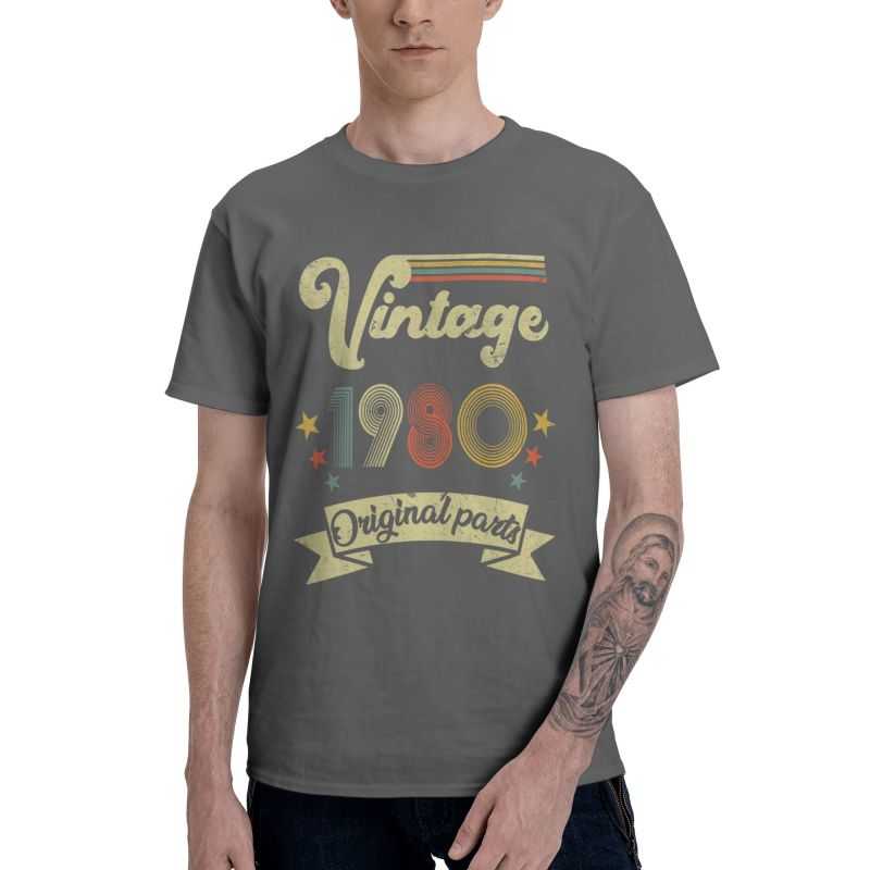 Vintage 1980 Original Parts T Shirts Men Short Sleeve Cotton T-shirt 41st Birthday 41Years Old Tee Harajuku Tshirt Gift