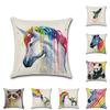 Versatile Cotton Linen Cushion Cover Featuring Cartoon Rainbow Animals For Stylish Decoration