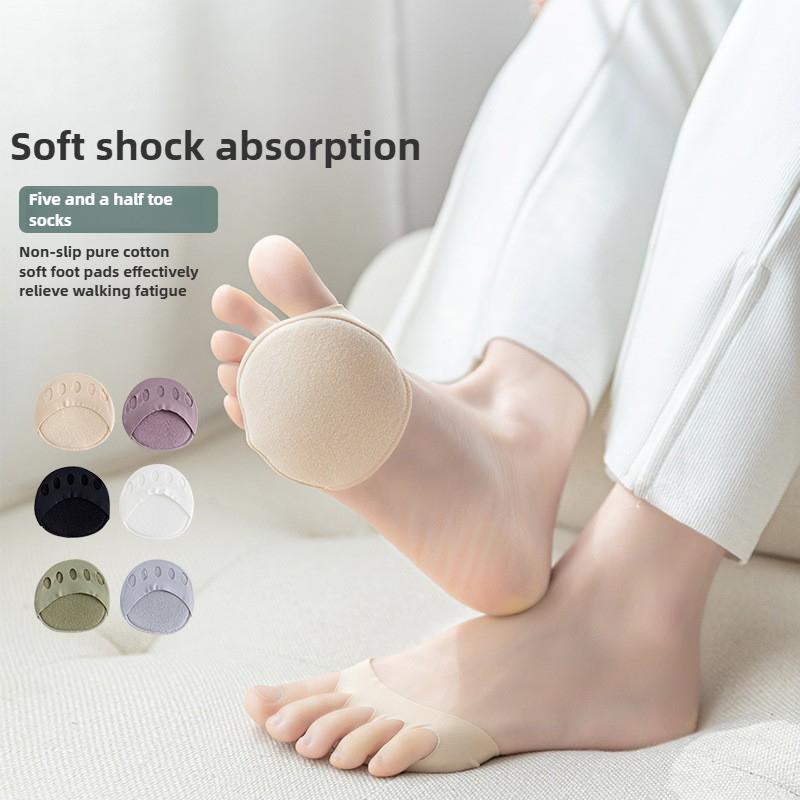 Female Spring and Summer Front Palm Pad Cotton Bottom Sweat Absorption Non Slip Half Palm Invisible Five Finger Socks