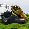 High-top Electroplated Gold-soled Spiked Football Shoes for Boys and Teenagers, Game Training Shoes for Man-made Land