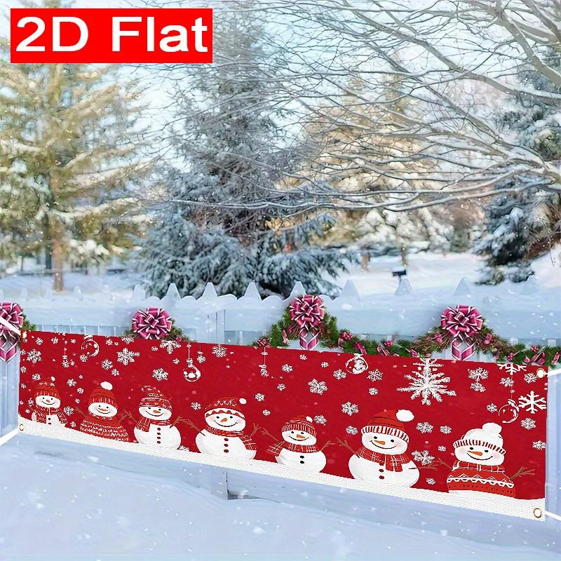 Merry Christmas Snowman Outdoor Banner, Winter Garden Fence Porch Decoration