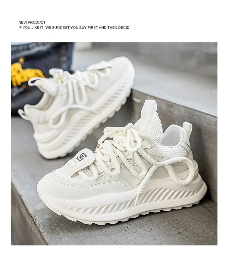 

Men s Summer 2025 New Breathable Mesh Trendy Versatile High End Thick soled Wear resistant Men s Casual Dad Shoes 44 белый