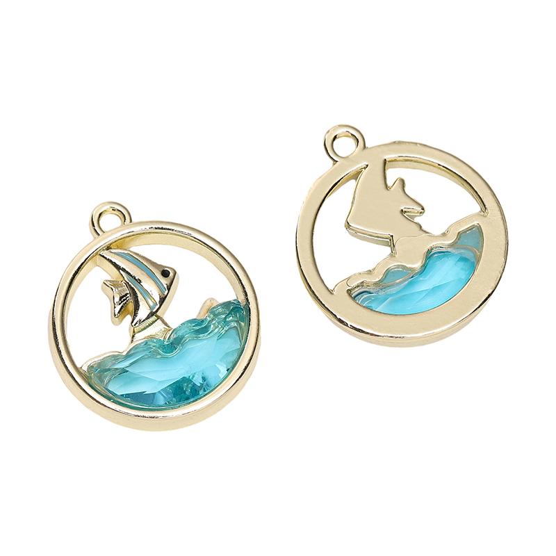 1pc/bag Alloy Inlaid Glass Pendant DIY Bracelet Necklace Earrings Jewelry Accessories