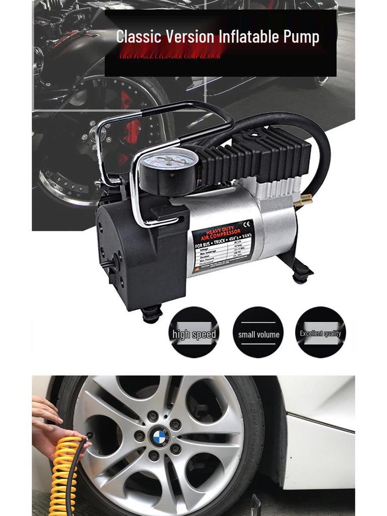 High-Power Portable 12V Car Air Pump with Fast Charging