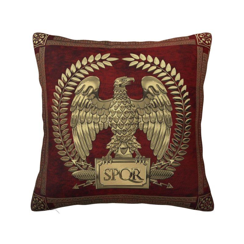 Custom Nordic Gold Roman Imperial Eagle Cushion Cover For Sofa Soft Spqr Medallion Edition Over Black Leather Pillow Case