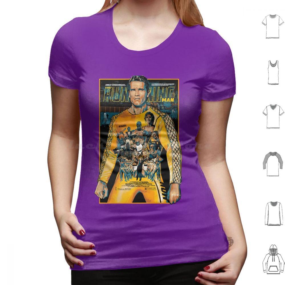 The Running Man Poster T Shirt Big Size 100 Cotton The Running Man Arnie Schwarzenegger Movie Action 80s Retro Geek Arnold