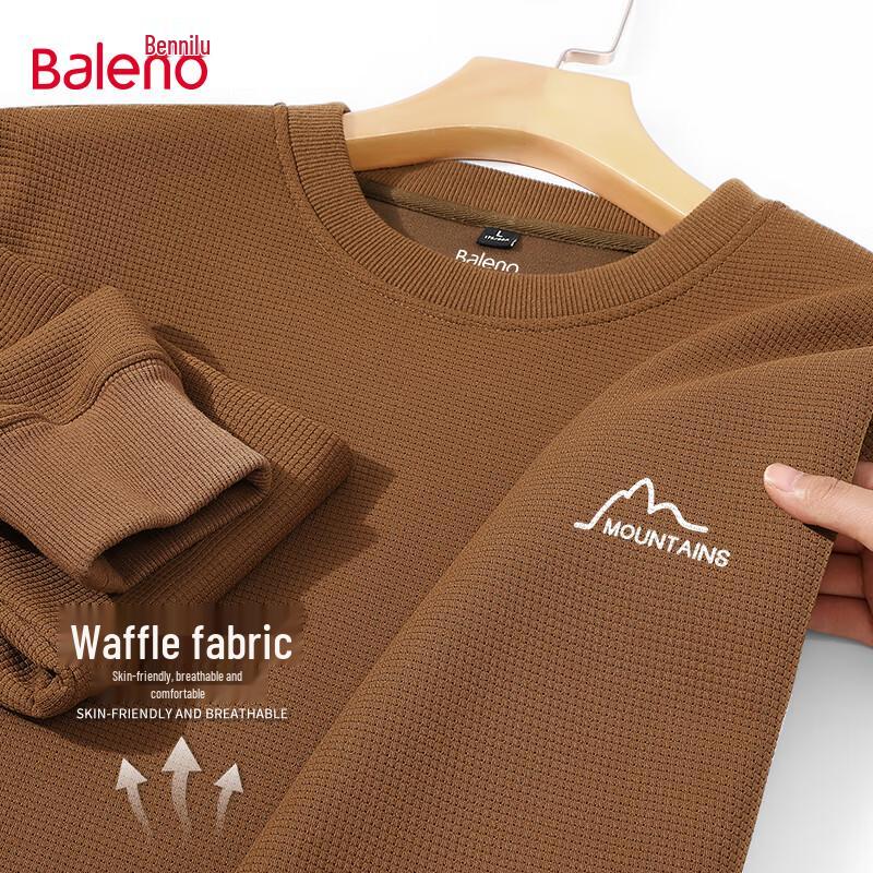 Baleno Men's Retro Waffle Knit Round Neck Sweatshirt