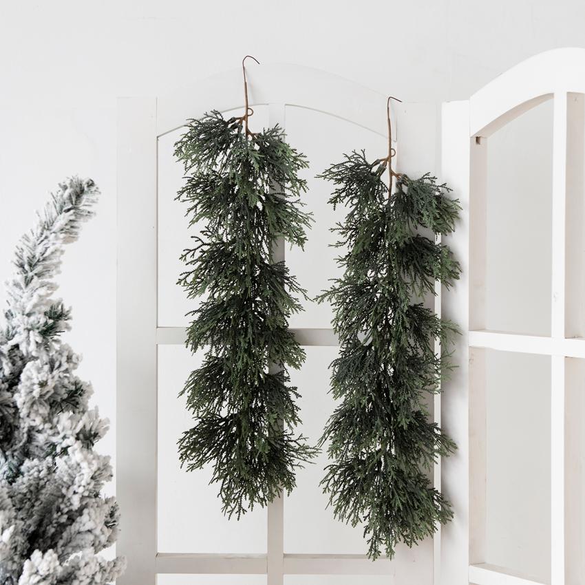 Artificial Plants Christmas Plastic Pine Needles Rattan Hanging New Year's Eve Decorations Home Garden Wedding Room Fake Flowers