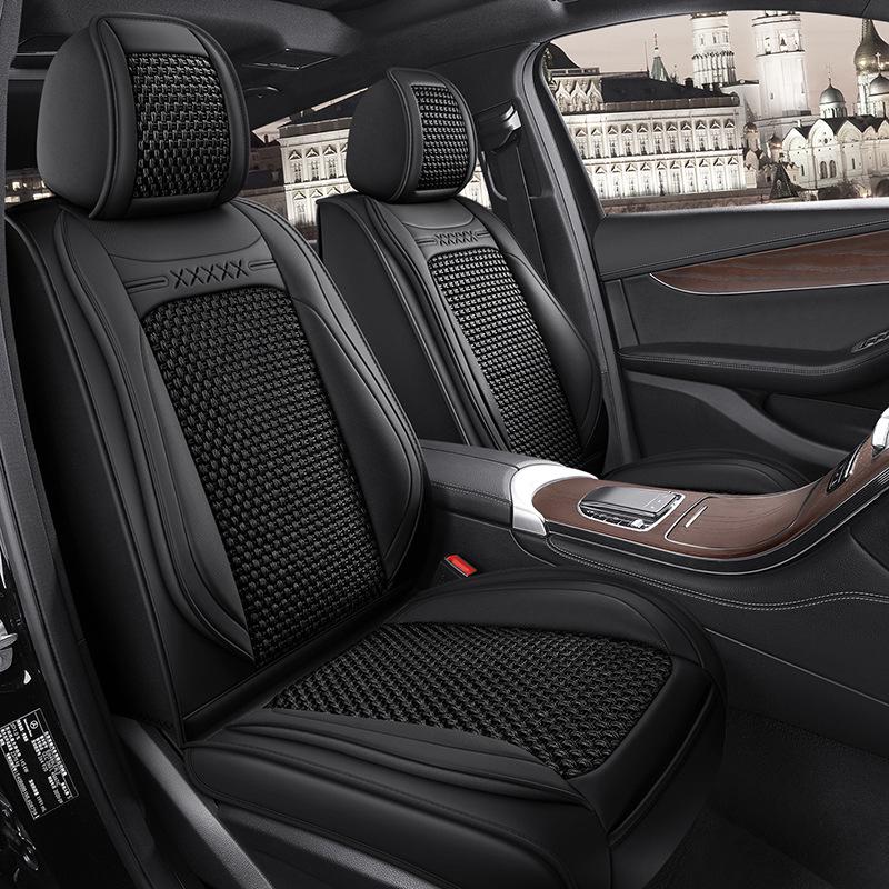 BS38 Ice Silk Leather All-Season Car Seat Cushion - Universal Fit for SUV, Sedan, Pickup, Off-Road Vehicle.