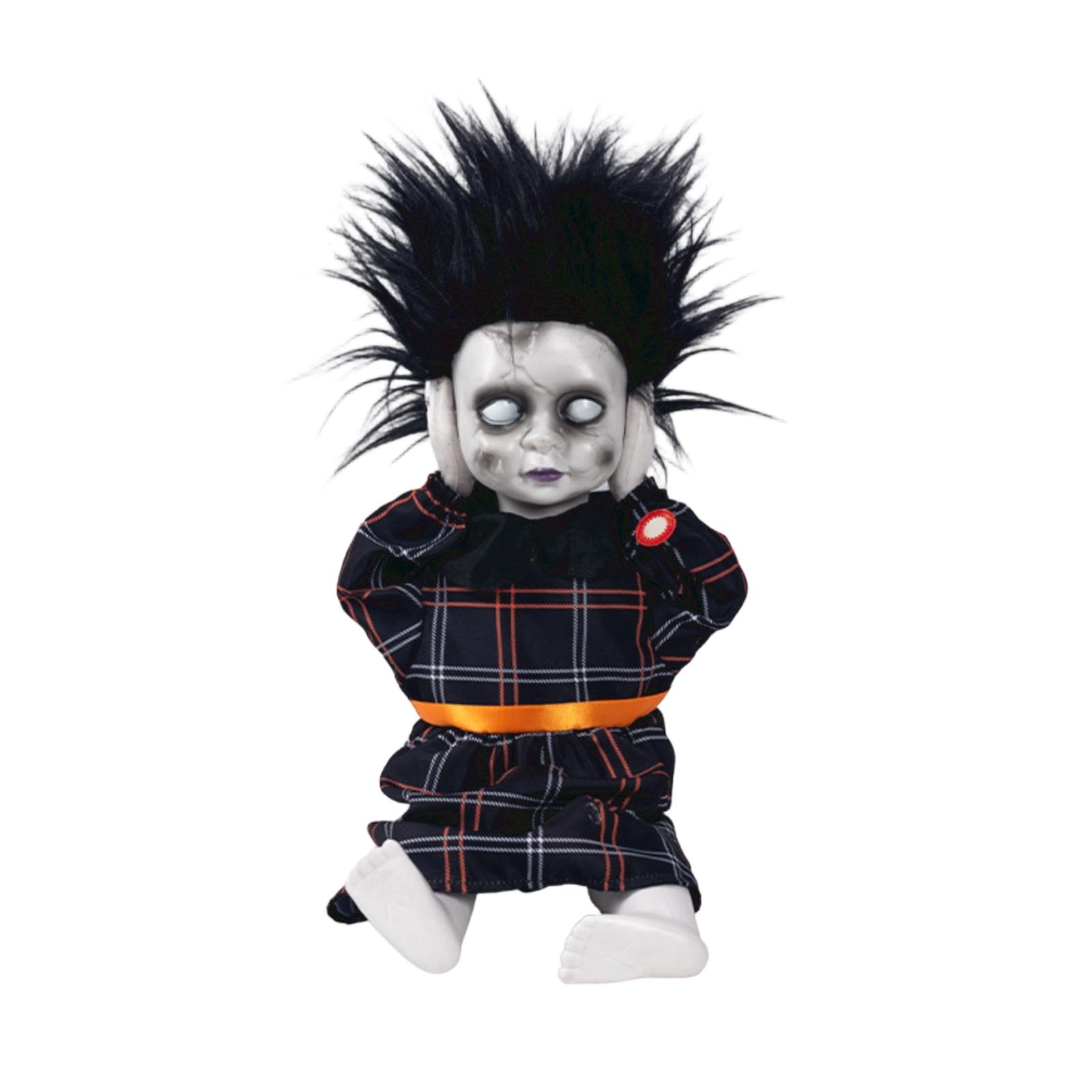 Halloween Animatronic Doll with Light and Sound Effects for House Party Decor One Size
