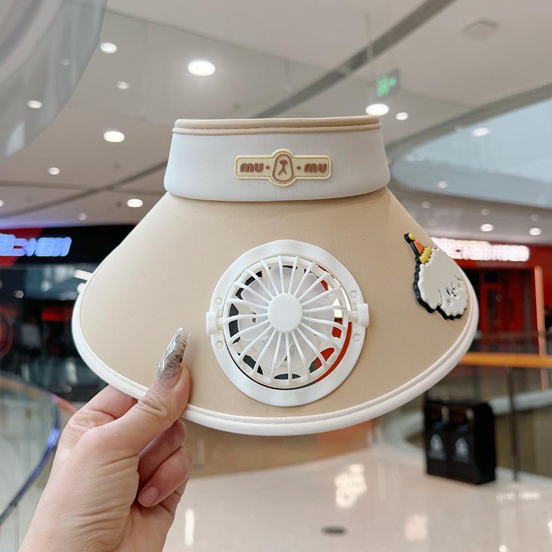 Children's Hat with Fan Solar Rechargeable Boys and Girls Big Hat Brim Sun Protection Sunshade Summer Travel Sun Hat
