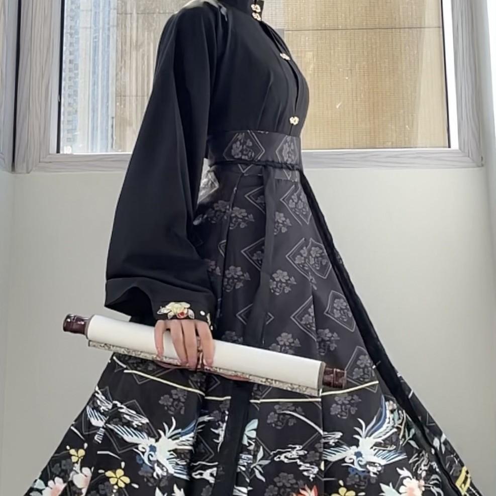 Chinesisches Kleid, berühmter Stil, Anzug, Übergröße, Kostüm-Set, Hemd + Rock, 2-teilig
