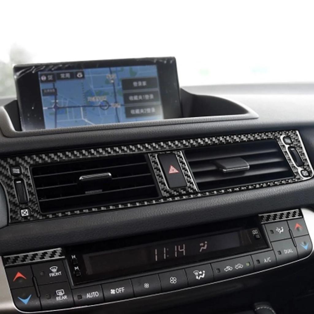 for Lexus CT 2011-2017 Car Center Console Air Vent Outlet Decoration Trim Sticker Decal Auto Interior Accessories Carbon Fiber