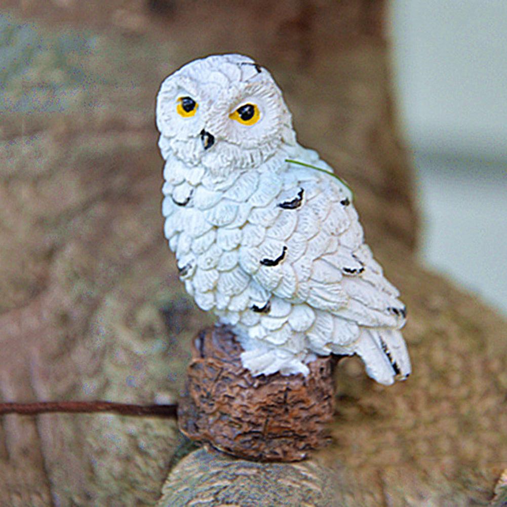 Mini Owl Figurine Miniatures Animal Simulation BirdsLandscape Bonsai Adornment Fairy Garden Home Garden Resin Craft Decor