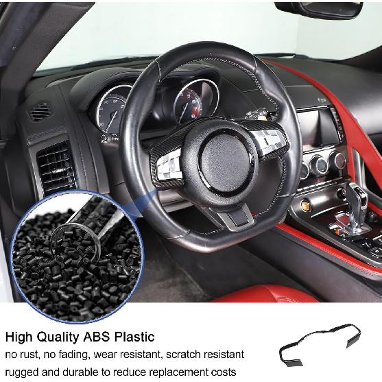 Daeiclru Car Steering Wheel Cover Trim Compatible with Jaguar F-Pace F-Type XF XF XFL 2016-2019, Steering Wheel Decoration Frame Accessories (Carbon