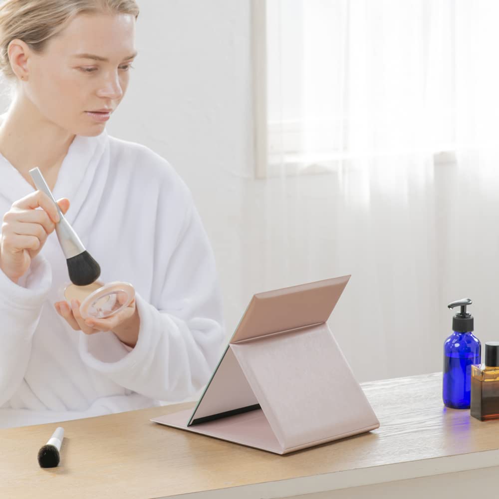 Napure Mirror - Folding Makeup Mirror That Reflects Your True Skin Tone - Large Size - Pink - Perfect for White Day or Christmas Gifts