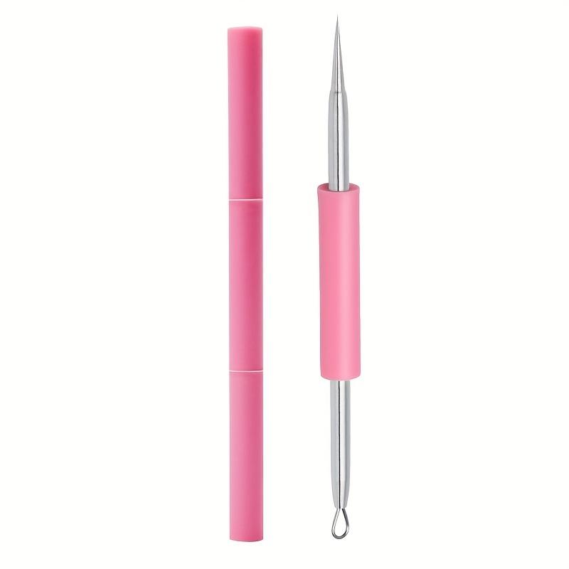 Stainless Steel Portable Silicone Acne Needle Double Head Beauty Squeezing Picking Blackhead Needle Acne Needle 1PCS розовый