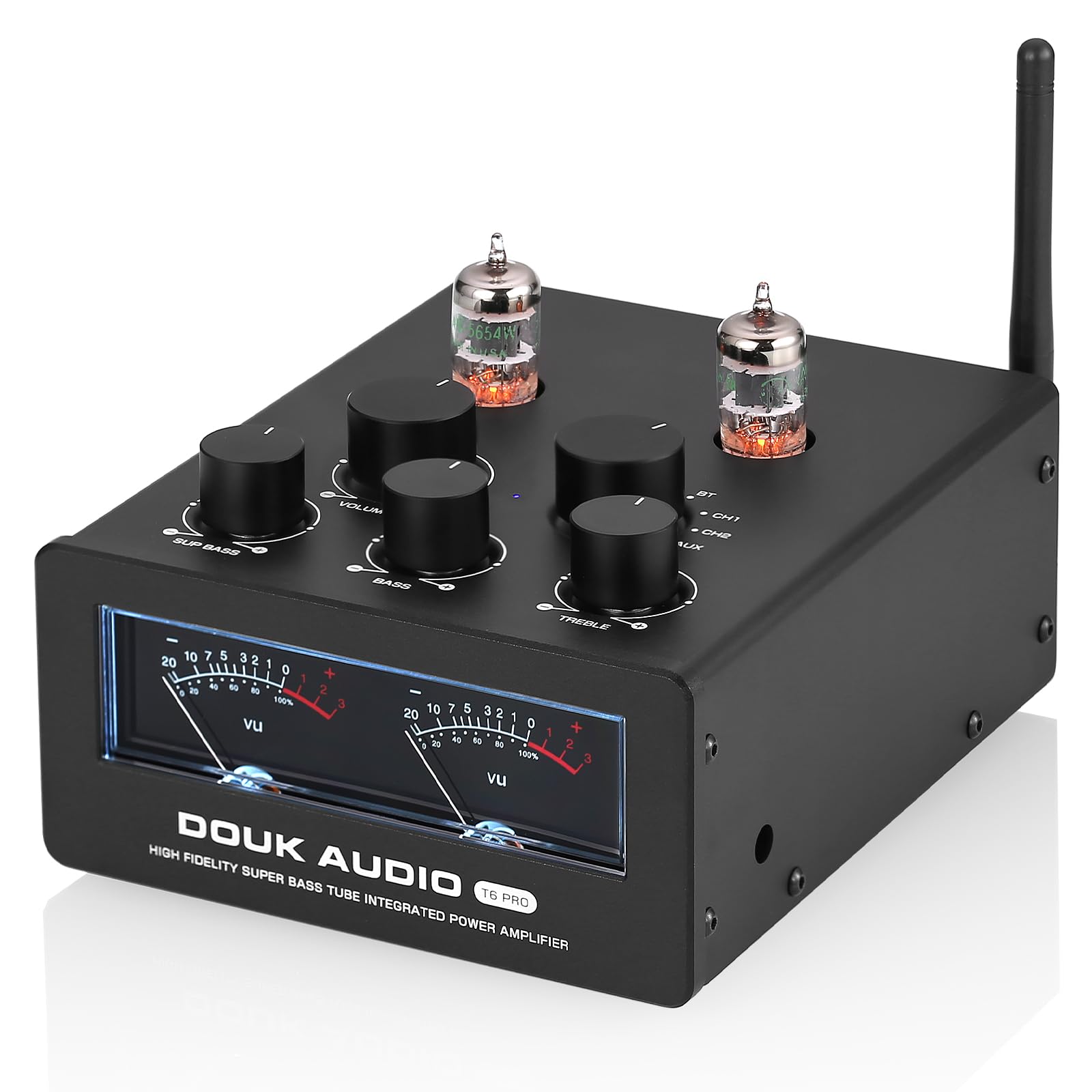 

Douk Audio T6PRO HIFI Mini Bluetooth 5.1 Power Amplifier (JAN5654 TPA3255 QCC5125) 300W x2 Vacuum Tube Amplifier with Bluetooth, VU Meter, APTX/APTX-H