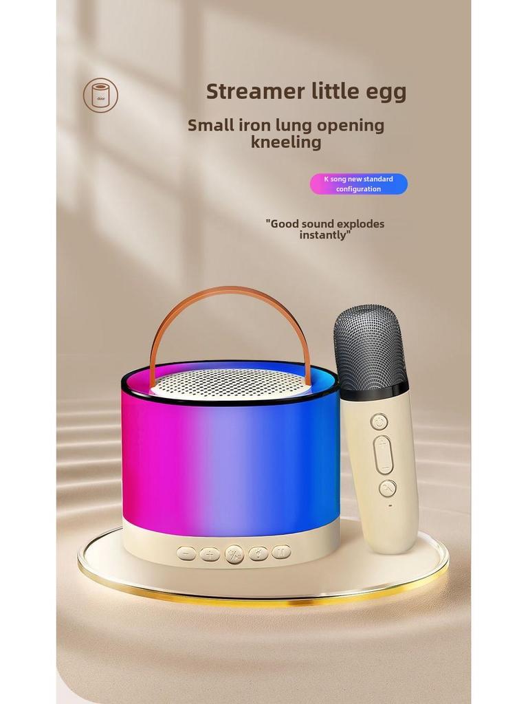 Tragbarer K52 Dual-Mikrofon Bluetooth-Lautsprecher für Outdoor- und Heim-Karaoke