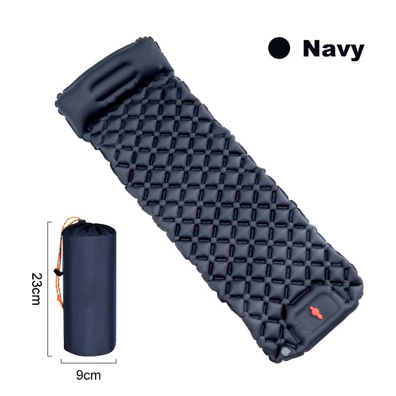 

Camping Sleeping Pad Self Inflating Sleeping Mat with Pillows Ultralight Air Mat Built-in Inflator Pump Inflatable Mattress Темно-синій