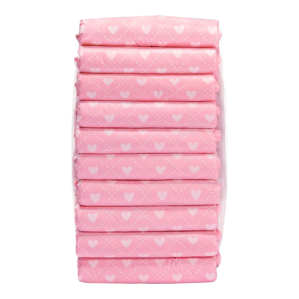 LittleForBig Adult Diapers, Heart Pattern, 10-Pack [Embarrassing Baby], Thick, Multiple-Use Absorption, Tape-Style, Pink, 10-Count [XL Size]