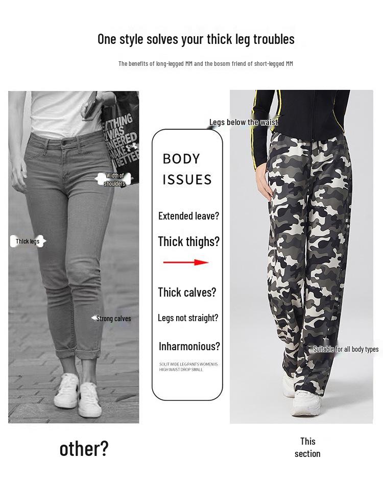 Women's Autumn Camouflage High-Waist Loose Cargo Sweatpants