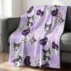 Pastel Purple Kuromi Flannel Throw Blanket Soft Warm Fluffy Blanket Cute Sofa Bed Cover Office Nap Shawl Lightweight Quilt