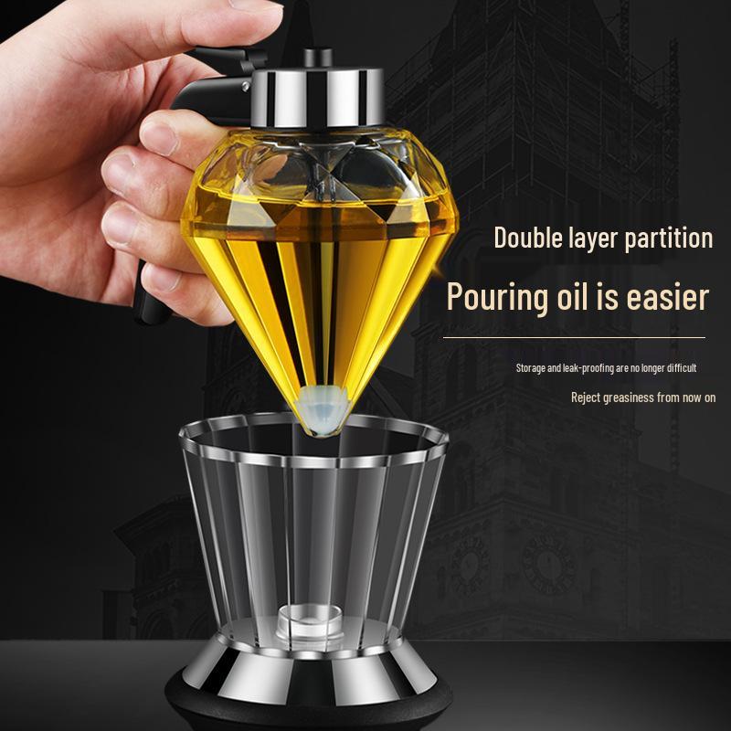 Diamond Glass Press-Type Oil Pot - Transparent, Exquisite Design, Visible Colors