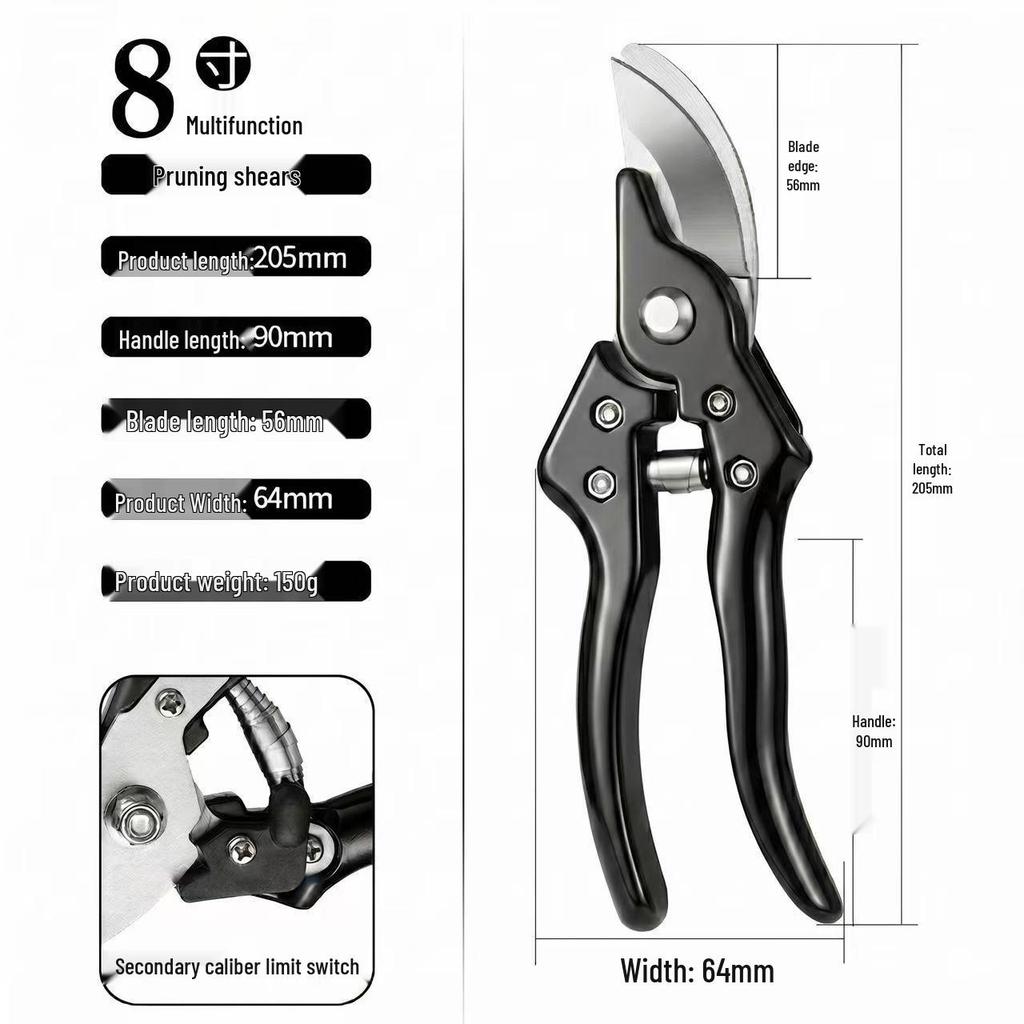 Heavy-Duty Stainless Steel Labor-Saving Pruning Shears for Garden and Bonsai, Multi-Functional Power Shears for Thick Branches