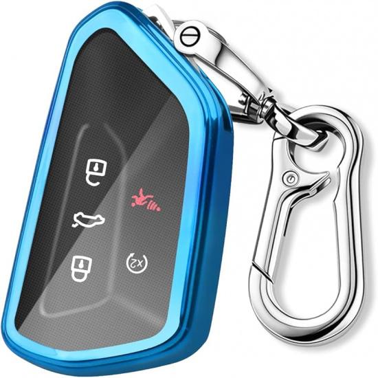 QBUC for Volkswagen Key Fob Cover with Keychain,Car Key Case Fit for VW ID.4 ID.6 MK8 Golf GTI Atlas Cross Sport 2025 Tiguan (Black)