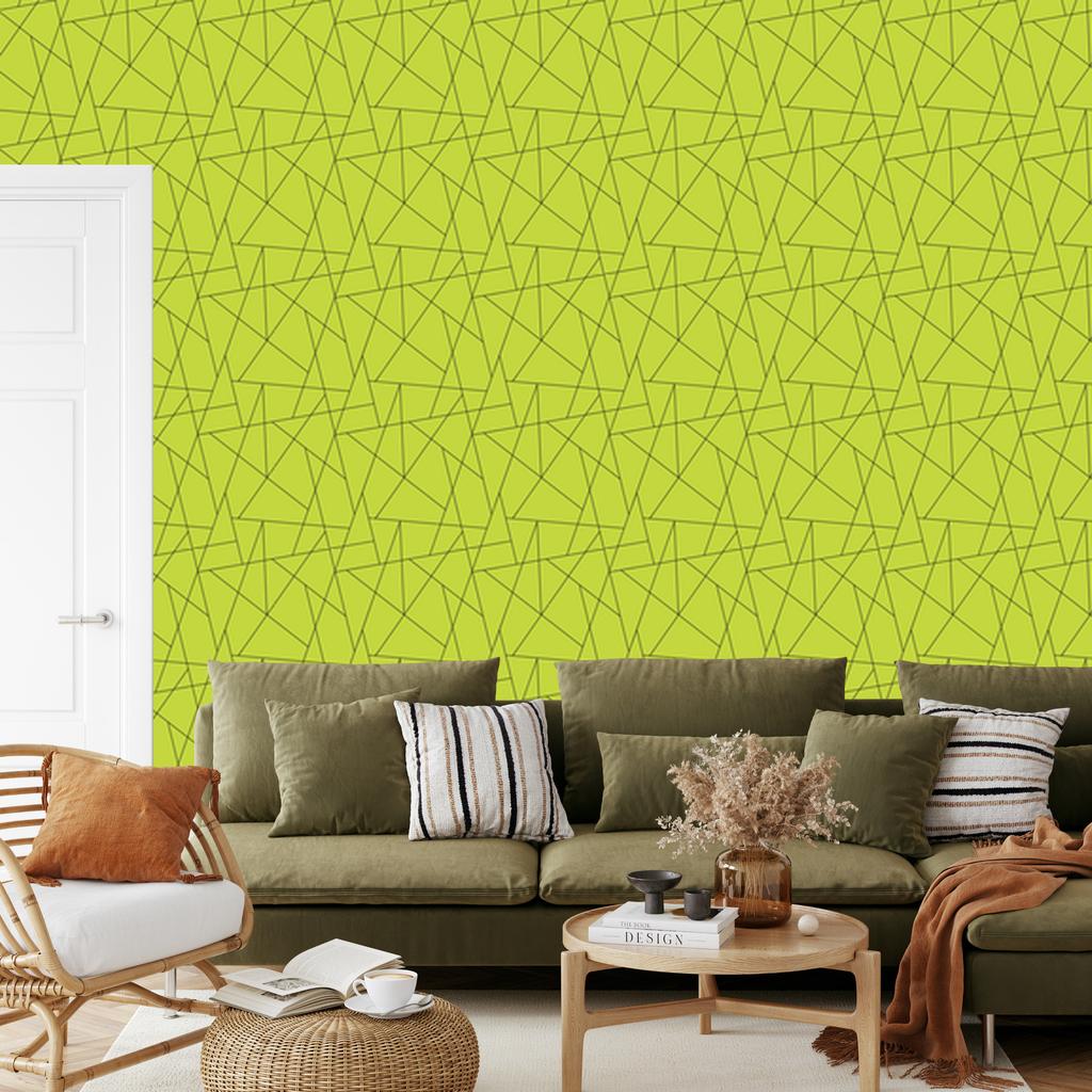 Wallpaper Geometric Pattern Lime Background, Lime Center 50x1000
