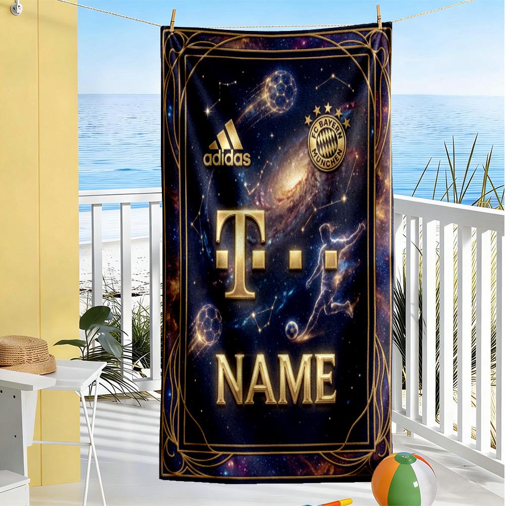 Bayern Munich Galaxy Artwork Customized Name Beach Towel Soft Durable Quick-Dry Portable for SwimmingBeachCamping Travel Beach AccessoriesGym