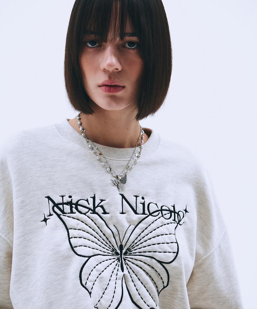 Nigaennikol Shine Butterfly Sweatshirt_Oatmeal