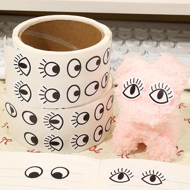1000 Stück/Rolle Selbstklebende Augenaufkleber Mini Augenform DIY Aufkleber Schwarz Weiß Designs Halloween Party Kinderspielzeug Aufkleber