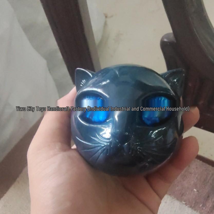 Elegant Black Cat Resin Stone Sculpture