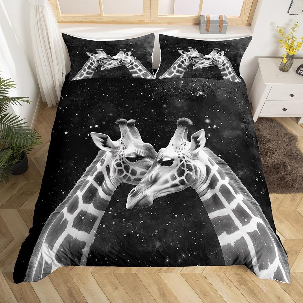 Cute Giraffe Animal Cartoon 3D Printed Bedding Set Cozy Duvet Cover King Queen Twin Size Birthday Gift Adult Kid Room Decoration
