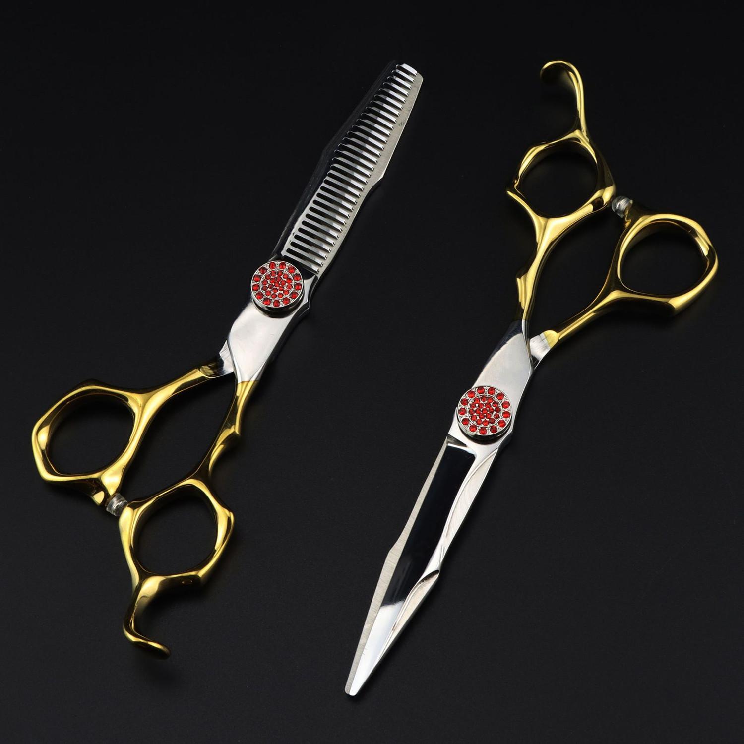 

Профессиональные ножницы для волос JP440c из стали 6 с красным драгоценным камнем и золотом, стрижка, филировка, парикмахерские ножницы makas, парикмахерские ножницы