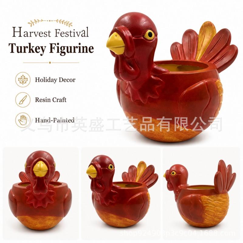 Harvest Turkey Figurine Storage Decor Outdoor Yard Decorations