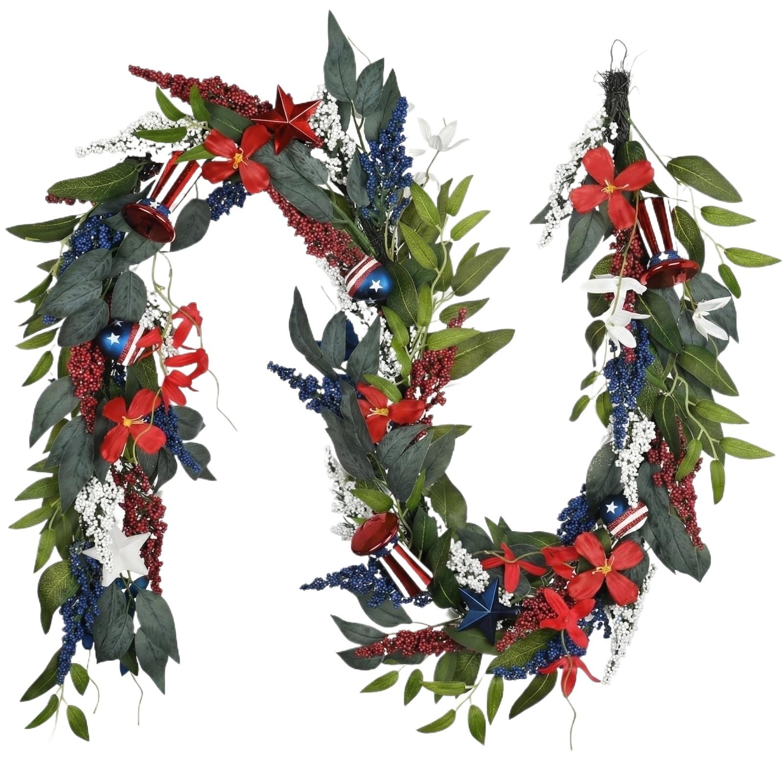 

Artificial Leaf and Flower Garland for 4th of july decorations Fourth of july decorations July 4th decorations outdoor Independence day One Size білий