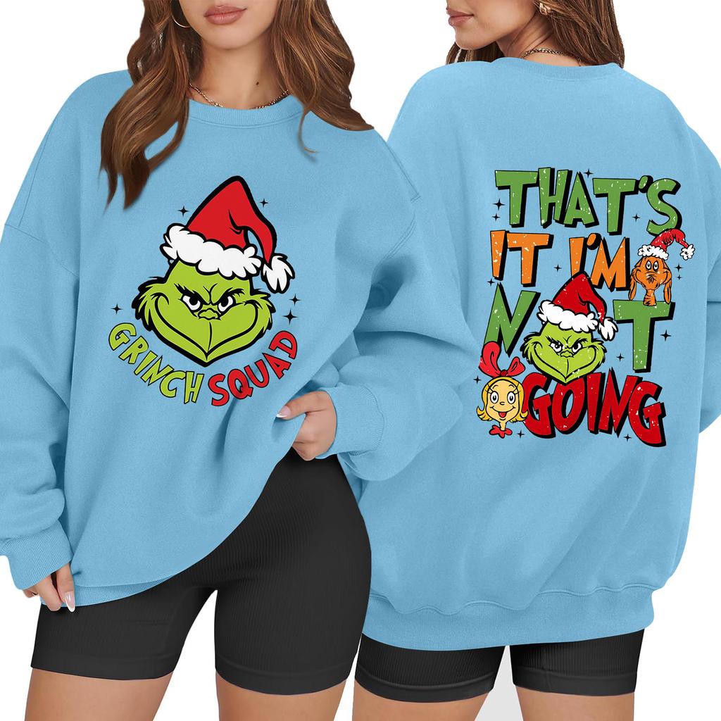 Women's Fashion Long Sleeve Print Round Neck Loose Pullover Sweater Top