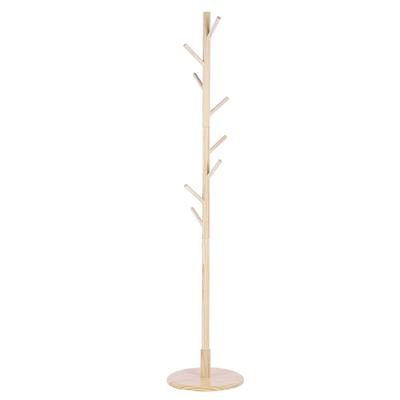 Perchero de Madera Montado para Abrigos Sombreros Árbol Chaqueta Ropa Colgador Vertical 8 Ganchos