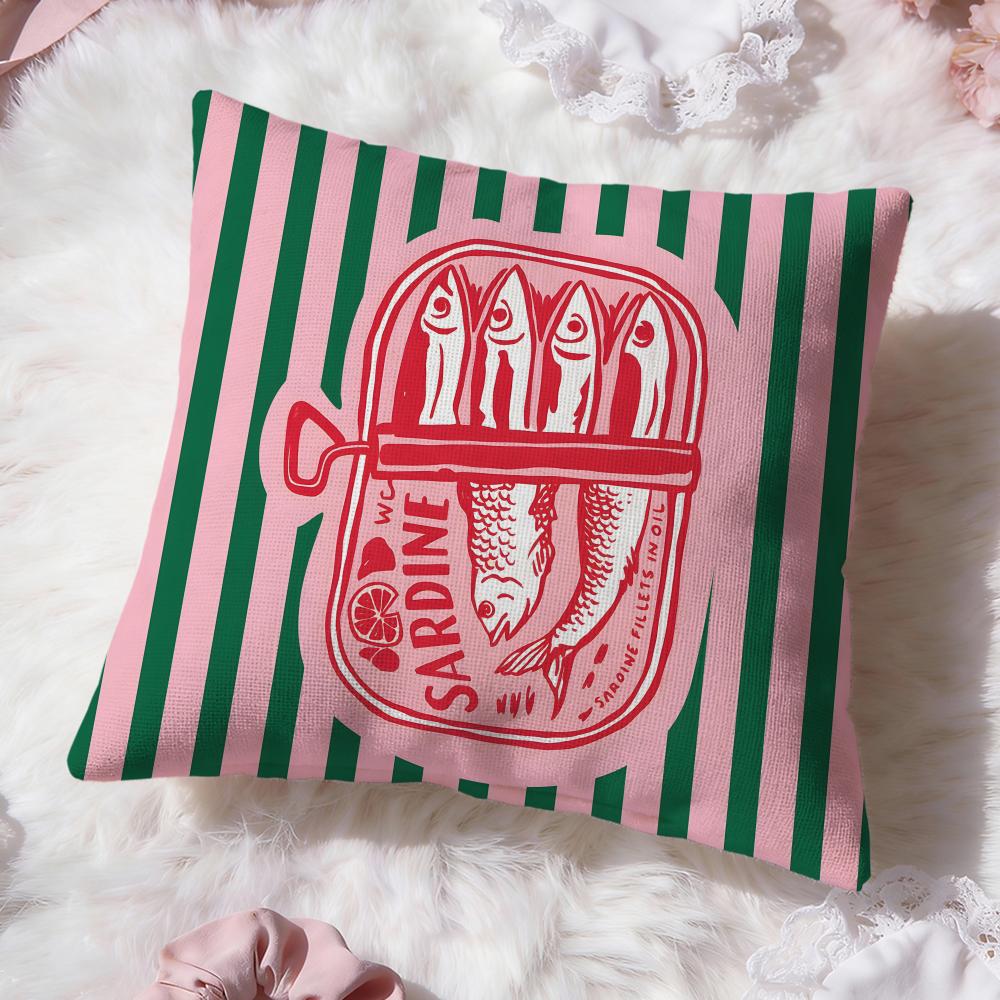 Coastal Charm Sardine Cushion Cover Premium Comfort Reversible Pillow Cove -Two in One Design for Any Room & Car Interior