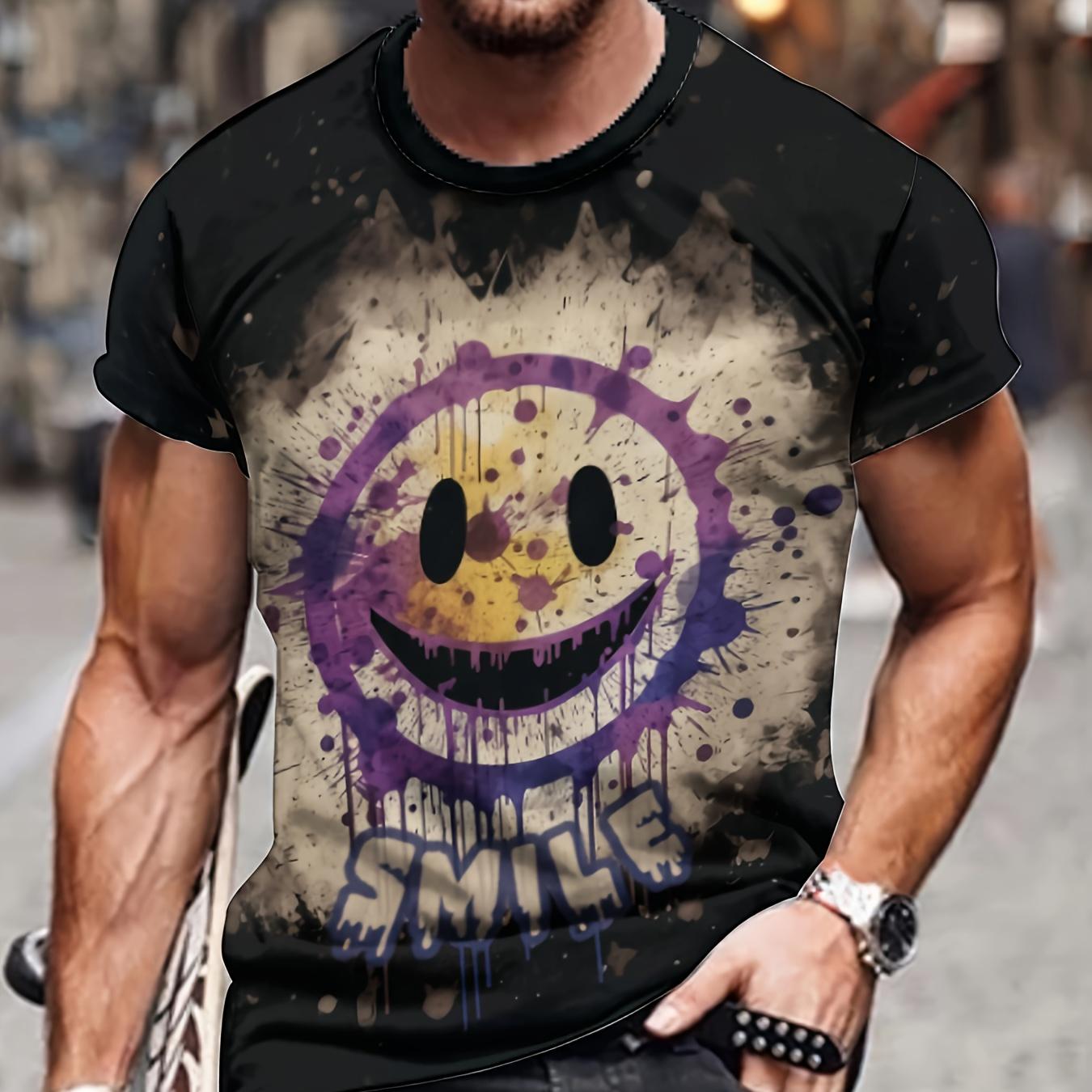 

Мужская футболка с рисунком 3D Graffiti Smile, повседневная слегка эластичная дышащая футболка, мужская одежда для активного отдыха весна-лето 6XL