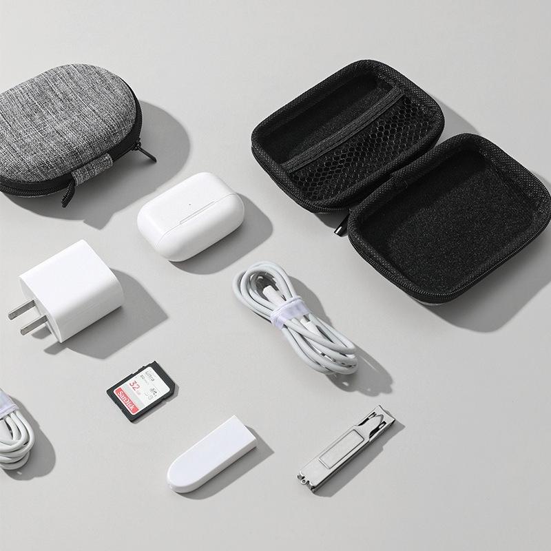 Portable Digital Cable Winder Organizer Case Solid Color Minimalist Tech Storage Box Shockproof Charger Cable Hard Drive Bag