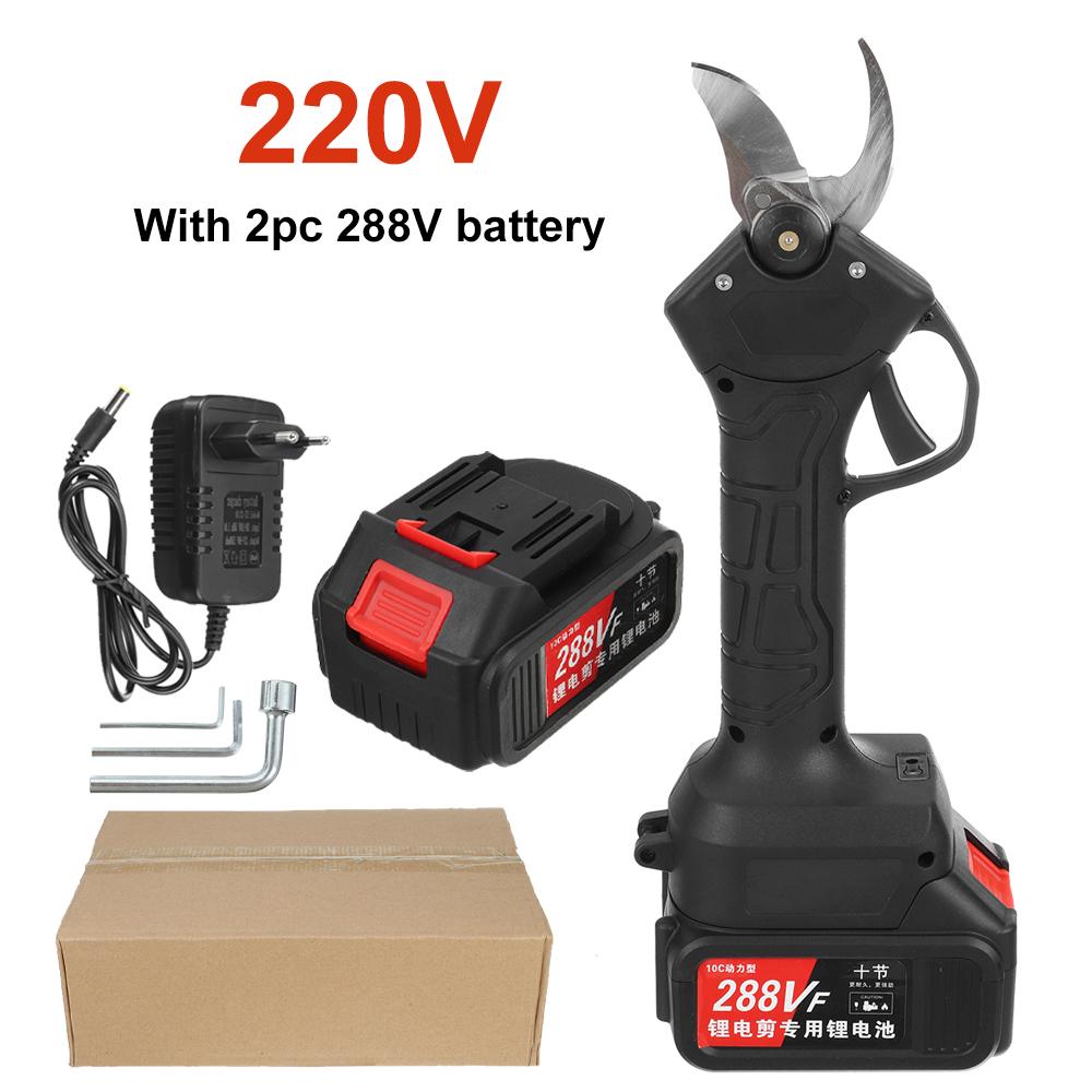 288V 30mm Electric Cordless Rechargeable Pruning Shears Secateur Fruit Tree Branch Cutter Garden Tools 22800mah Li-ion Battery Balck