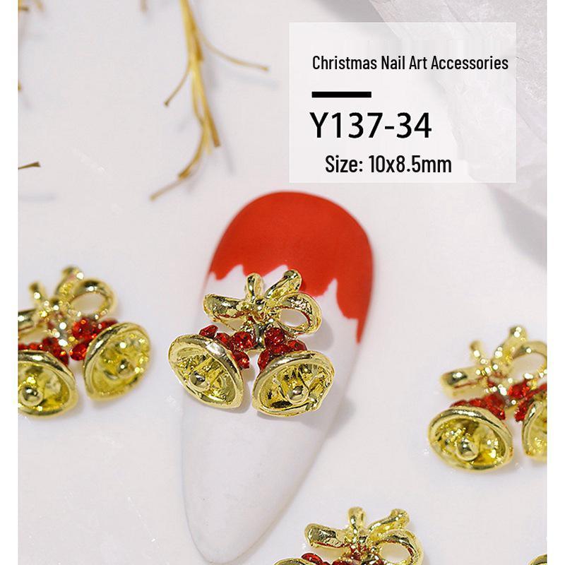 Christmas Alloy Nail Art Decor: Cartoon Santa, Bells, Reindeer, Snowflakes & Rhinestone Accessories