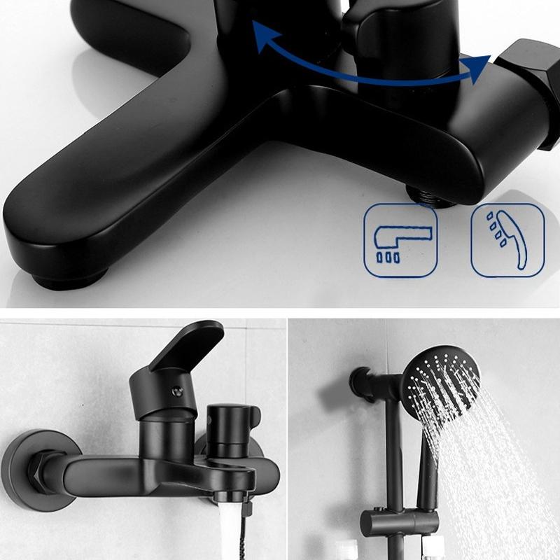Bathtub Faucet Black Shower Faucet Mixing Valve Side-opening Triple Faucet Hot and Cold Mixer Faucet Bathroom Accessories