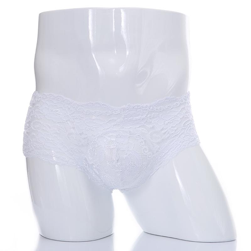 Men's Sexy Lace Boxer Flora See Through Underwear Exotic Transparent Sissy Crossdressing Lingerie Breathable Bulge Pouch Panties