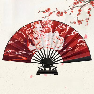 Nine-tailed Fox Hand Held Fan Retro Decorative Fan Hanfu Cheongsam Chinese Folding Fans Japanese Cosplay Home Room Decoration